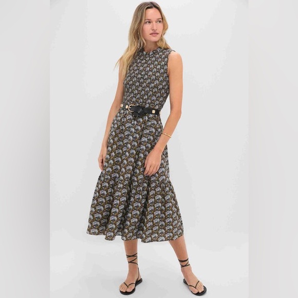 Tuckernuck Dresses & Skirts - NWT Tuckernuck HYACINTH HOUSE Black Leafy Floral Smocked Seaton Midi Dress